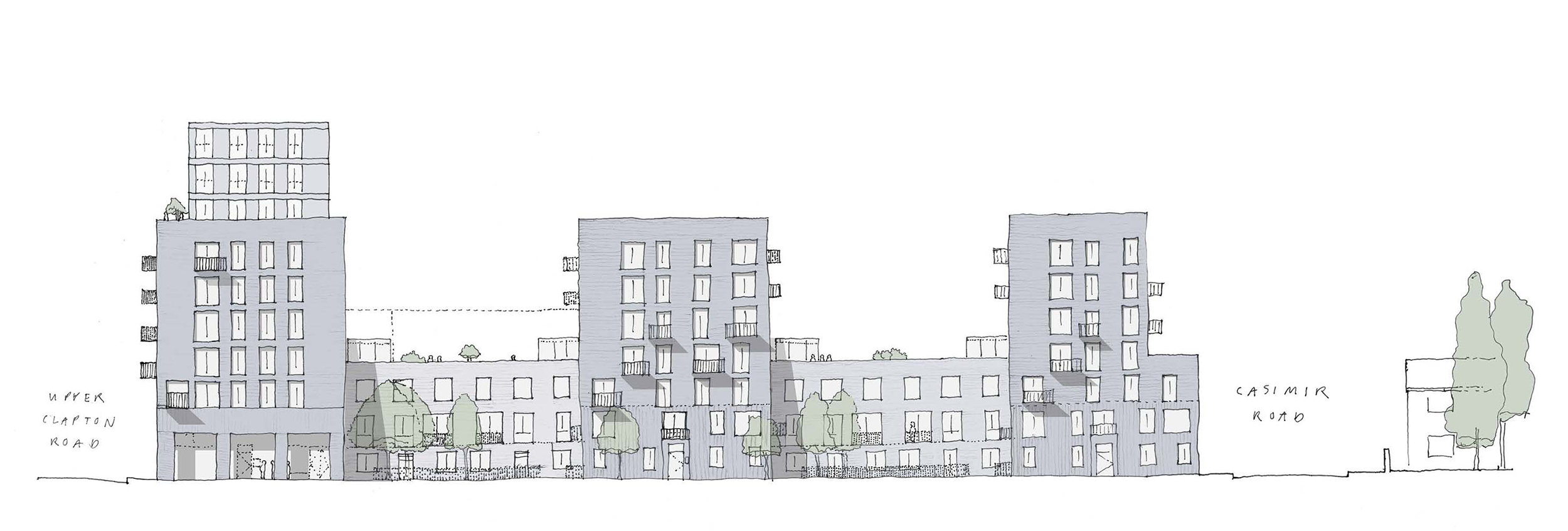 New apartment buildings in Hackney