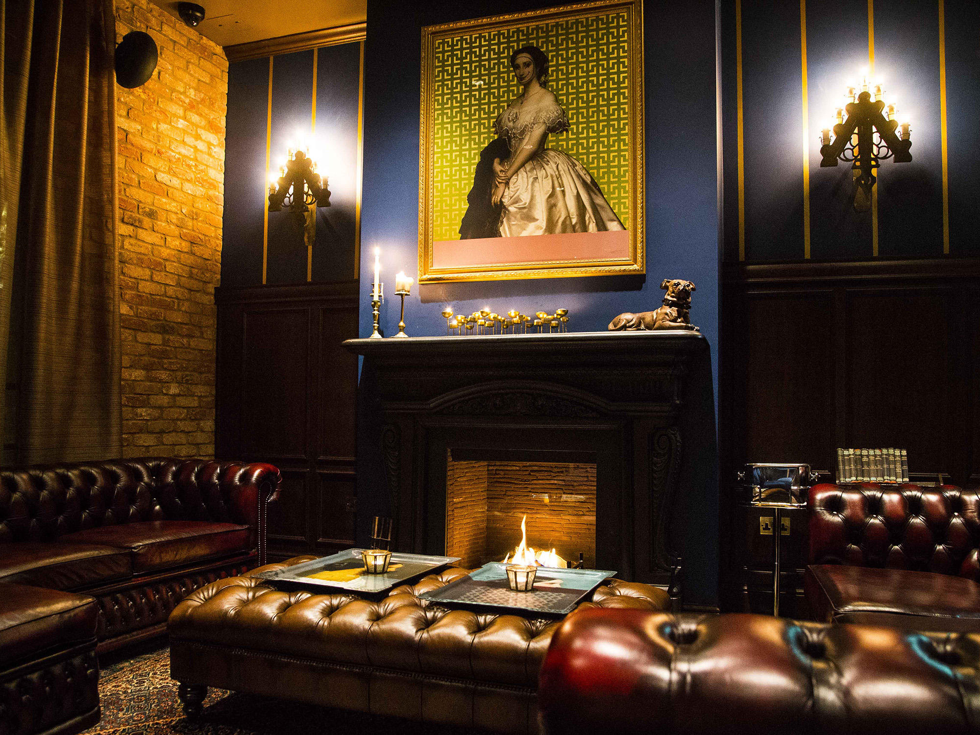 Photo of fireplace in private members club