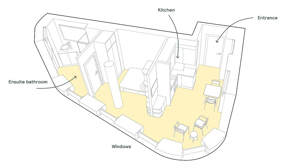 Room plan of co-living space