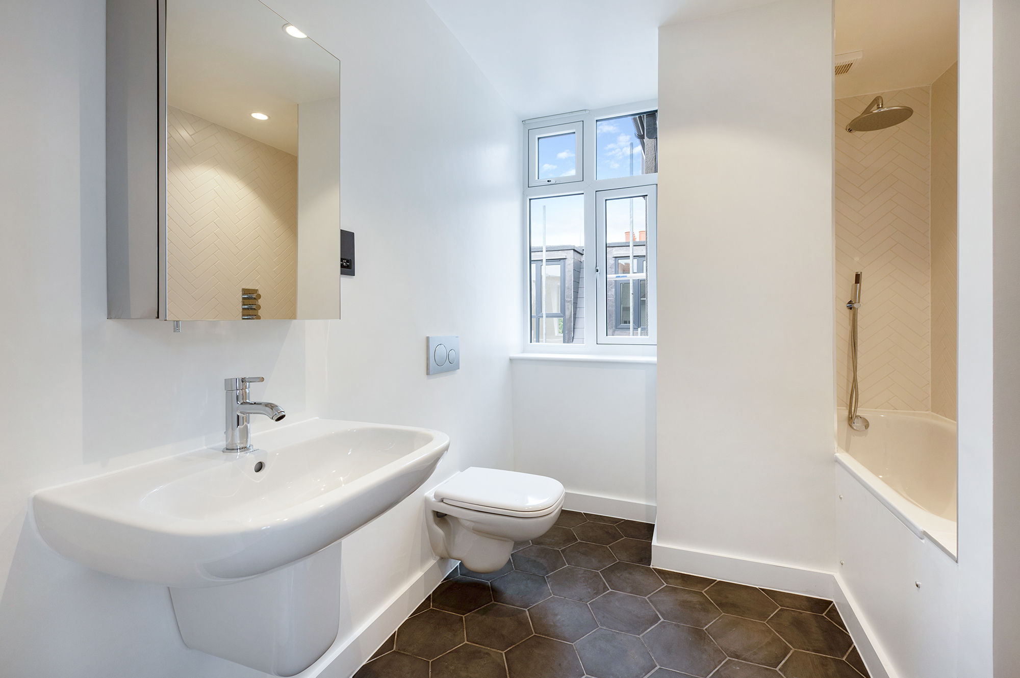 View of a bathroom at Robins Court flat in Clapham