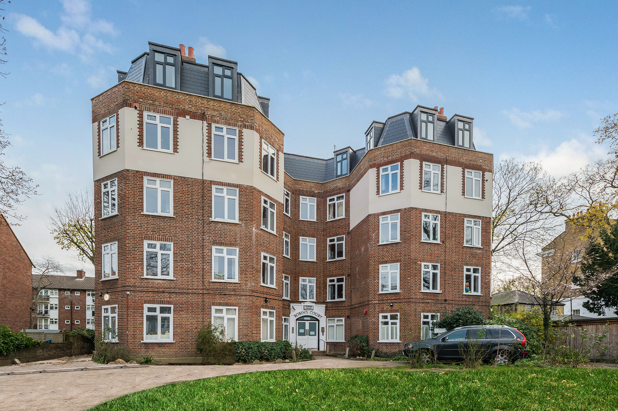Exterior view of Robins Court in Clapham, after works